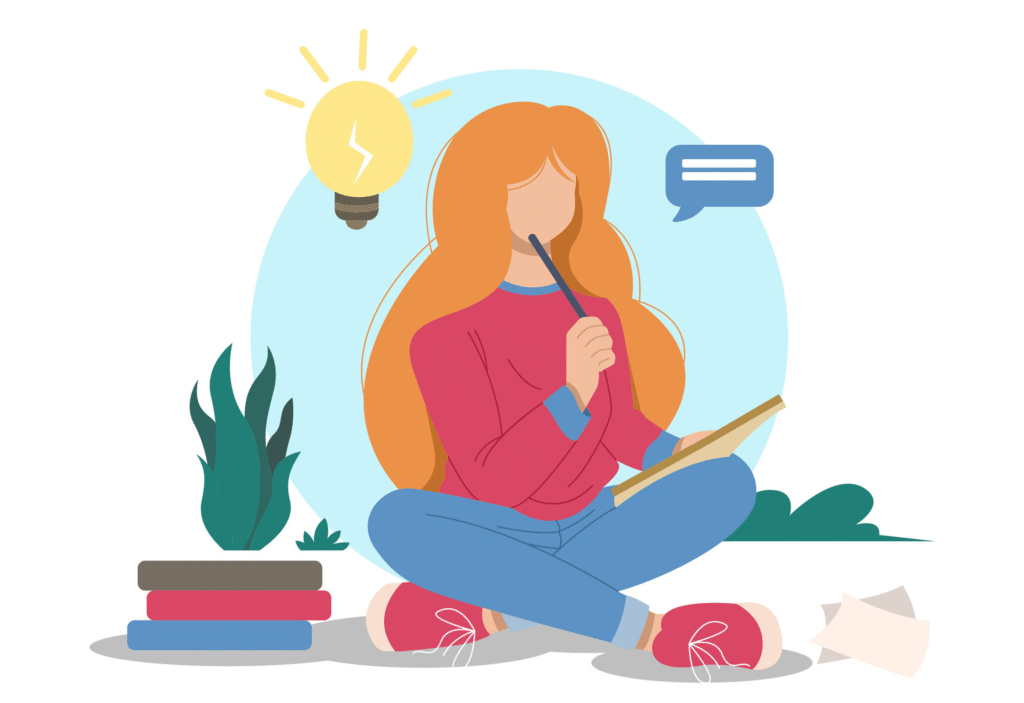 vecteezy girl thinking for new idea flat design illustration 57135807 1